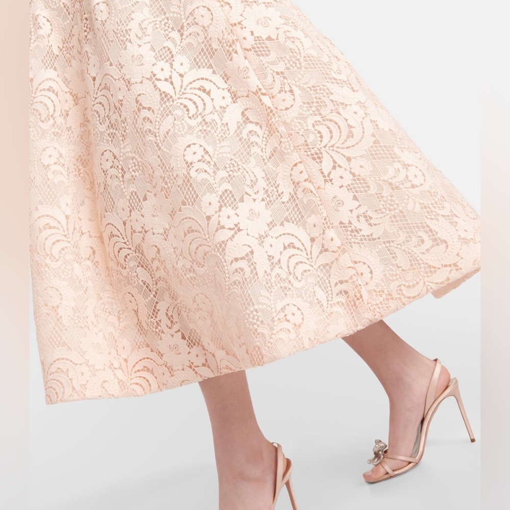 Monique Lhullier Lace Fit + Flare Midi Dress - Picture 3 of 7